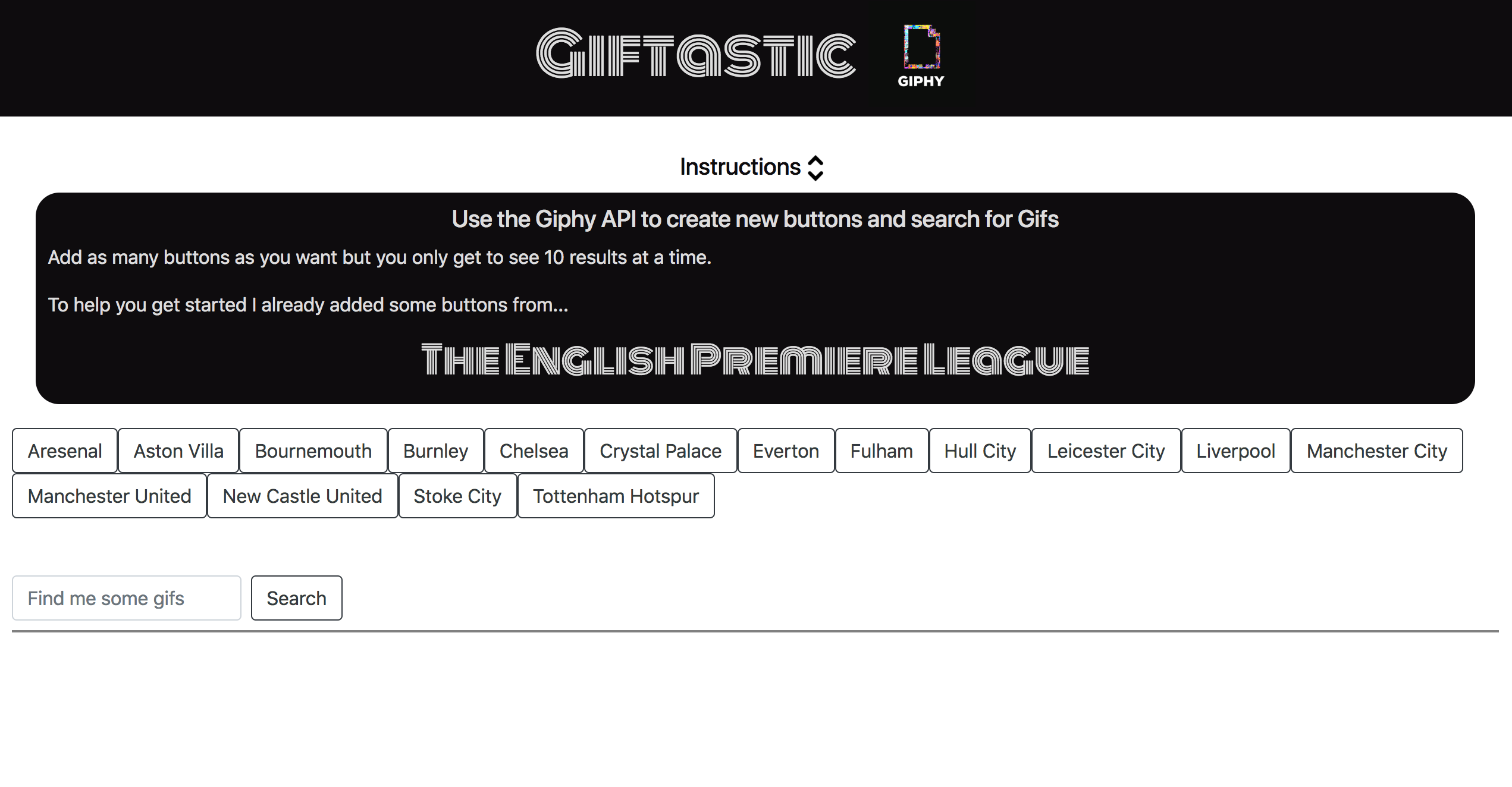 Screen Shot of Giftastic Homepage